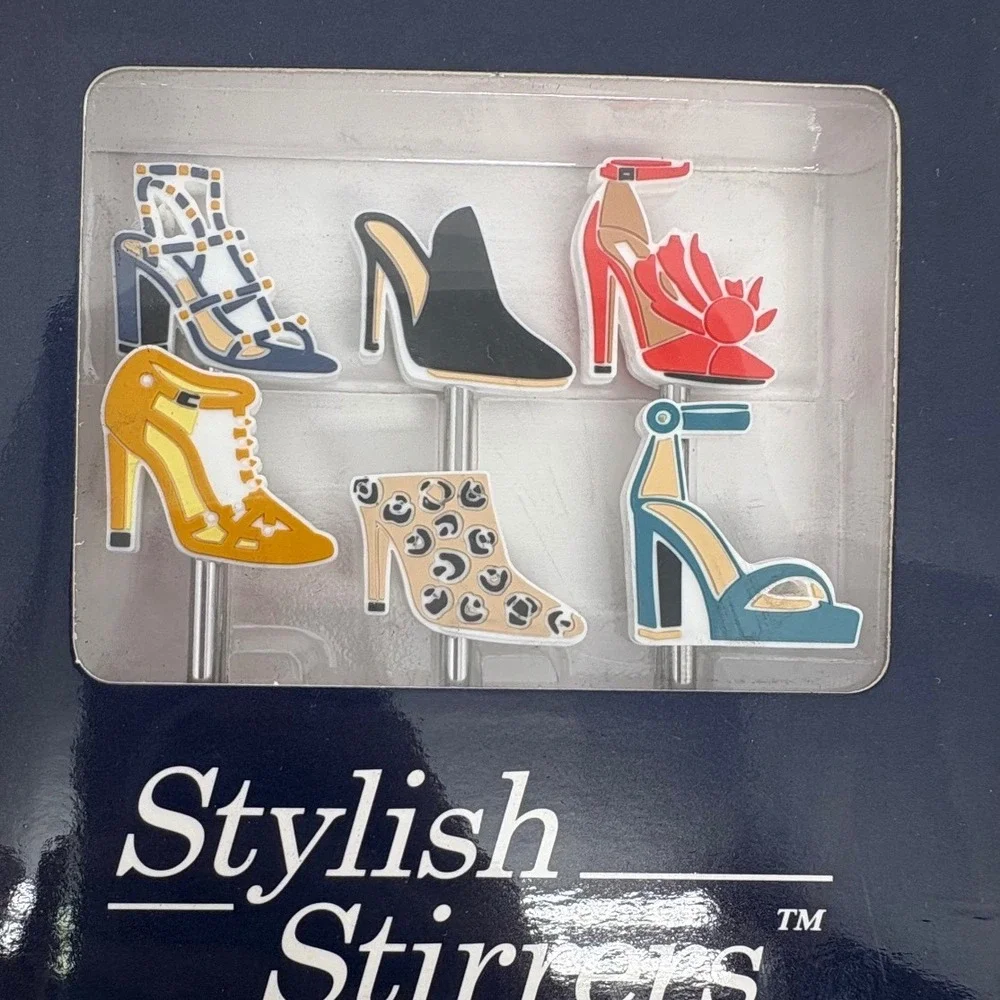 Nod Cocktail Spoons Stylish Stirrers Shoe‎ Design Set of 6 New Bridal Birthday
